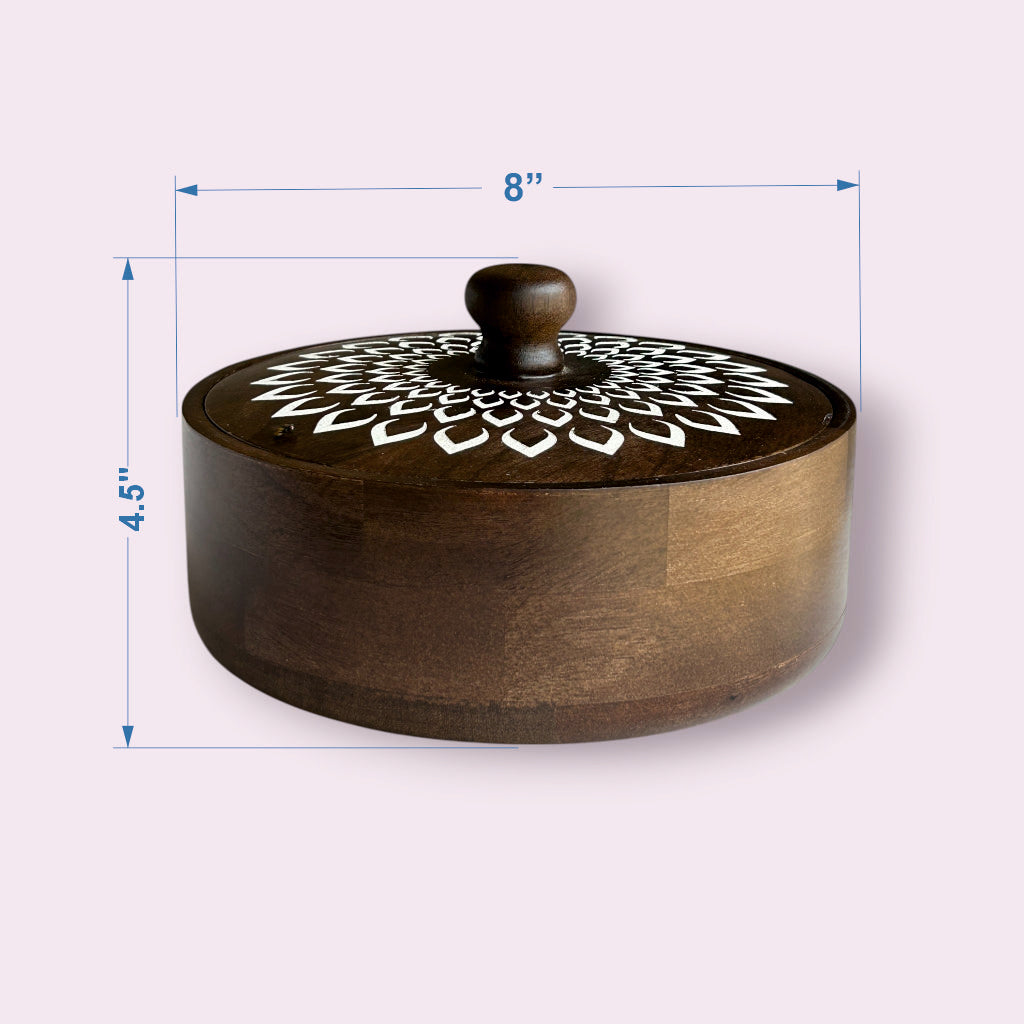 Handcrafted Wooden Chapati Box – Traditional Casserole for Roti & Bread Storage