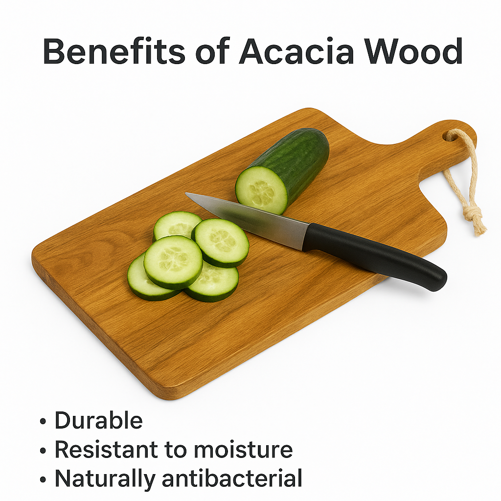 Premium Acacia Wood Chopping Board – 16x8 Inch | Durable Cutting & Serving Board with Handle