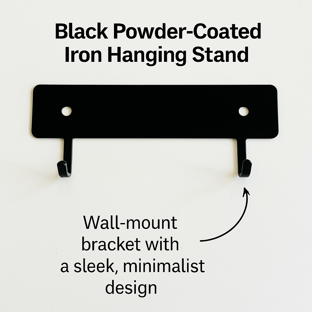 Premium Wood Spoon Set with Black Iron Wall Mount – Set of 2