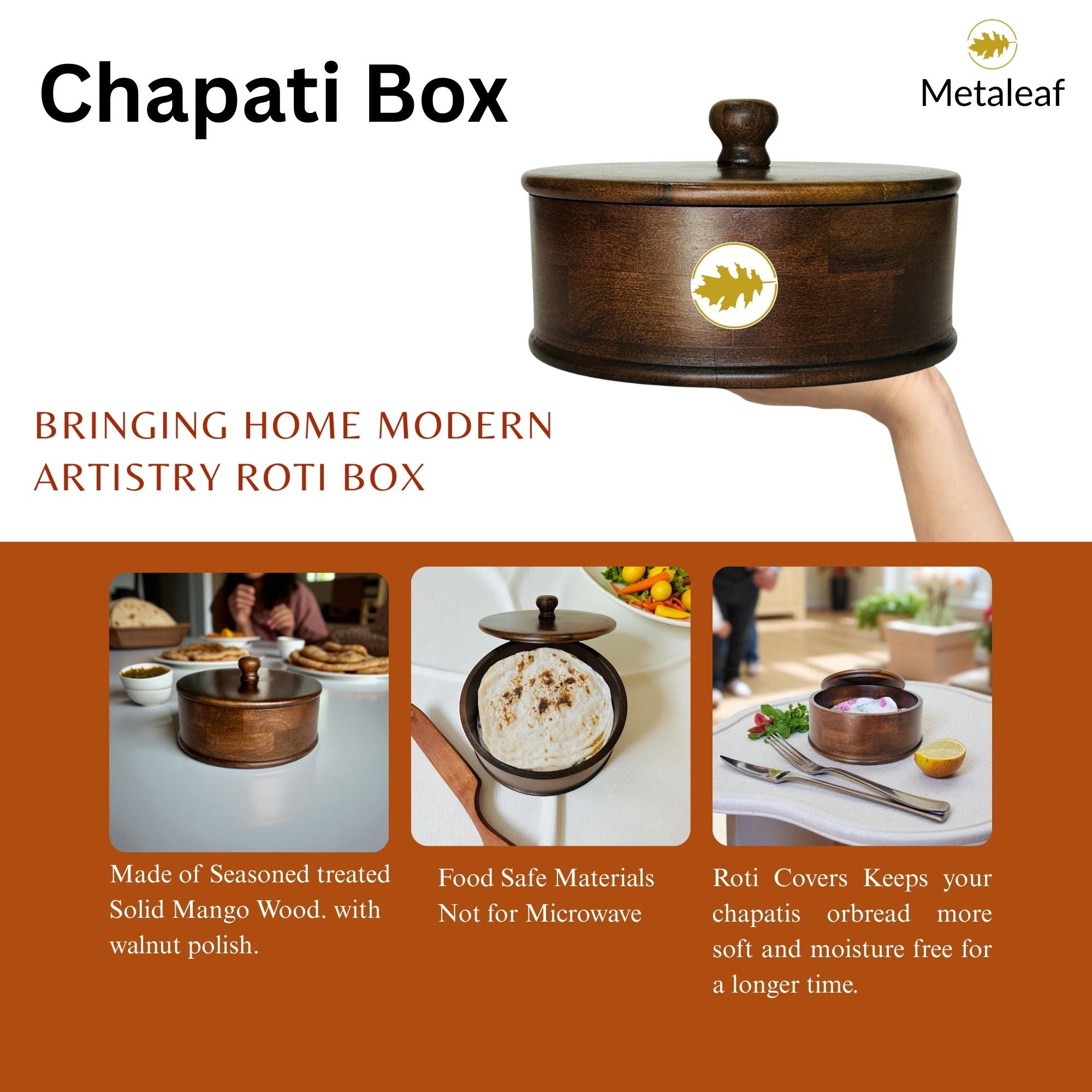 Wooden Chapati Box – Classic Casserole