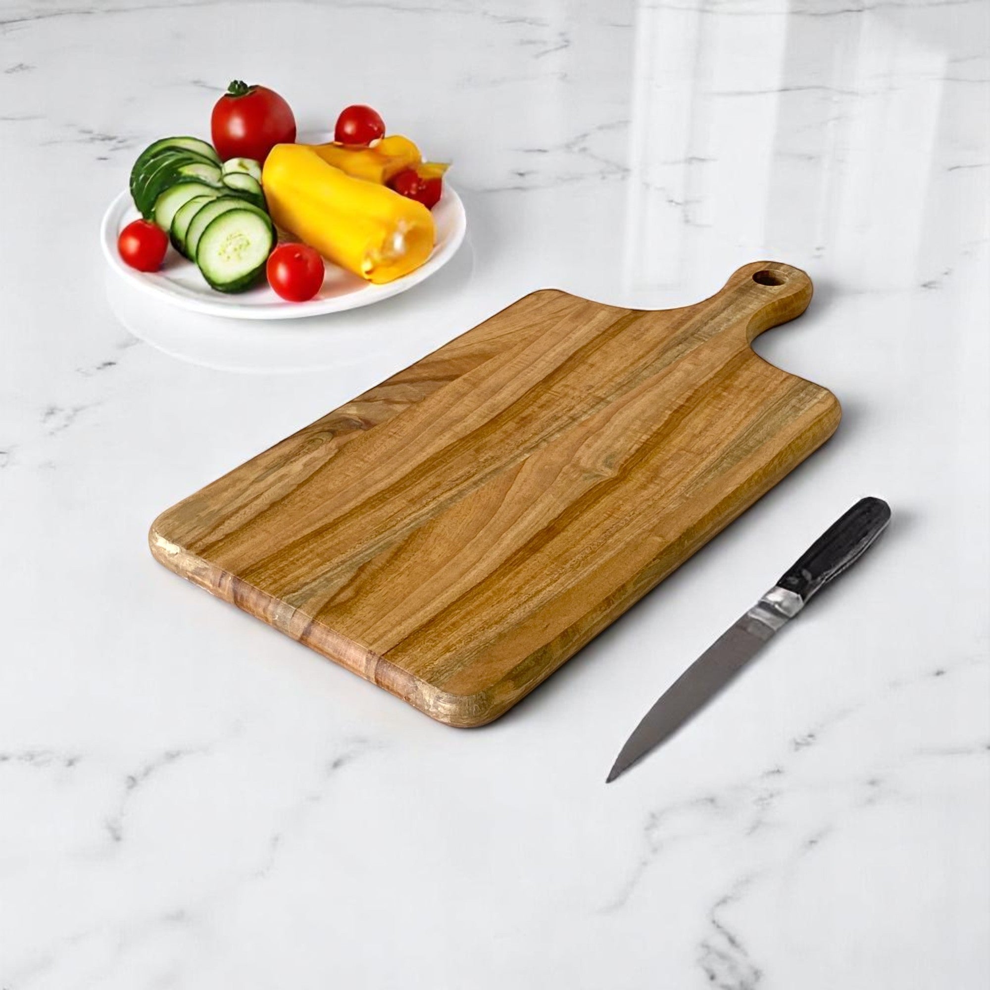 Premium Acacia Wood Chopping Board – 16x8 Inch | Durable Cutting & Serving Board with Handle