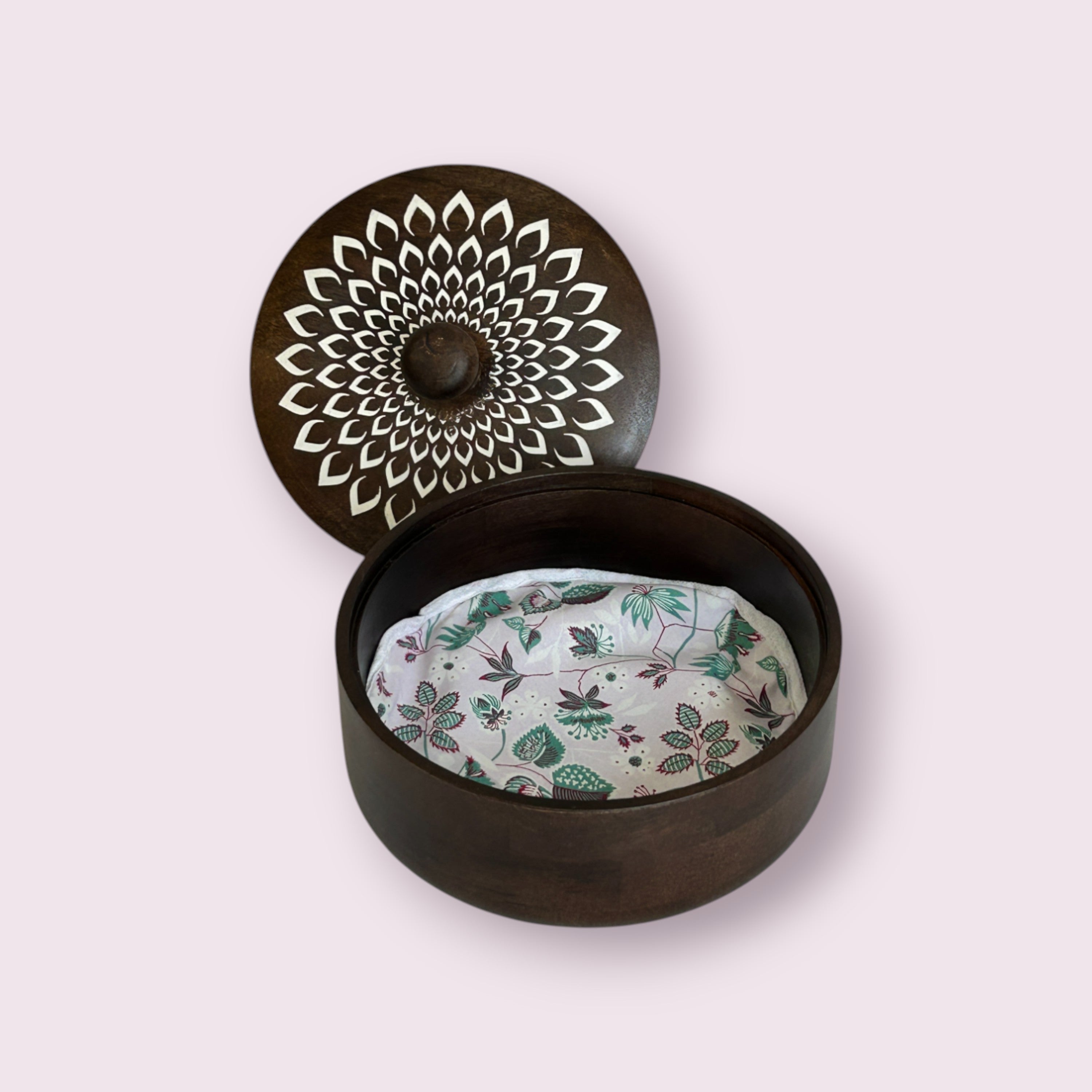 Handcrafted Wooden Chapati Box – Traditional Casserole for Roti & Bread Storage