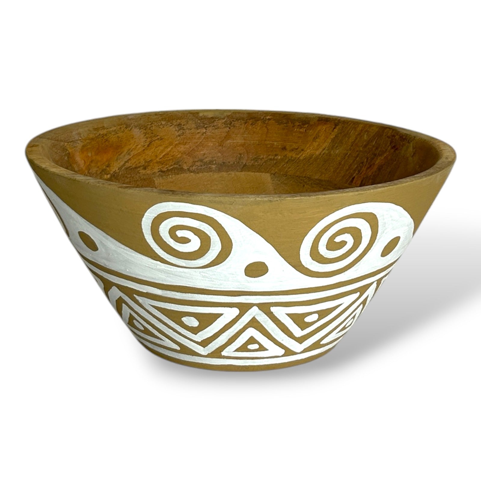 Decorative Mud-Layered Hand-Painted Mango Wood Fruit Bowl – 10x4 inch
