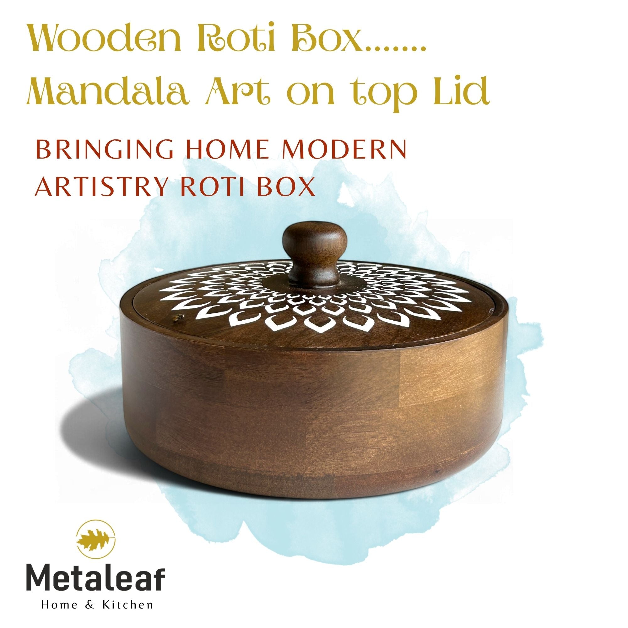 Handcrafted Wooden Chapati Box – Traditional Casserole for Roti & Bread Storage