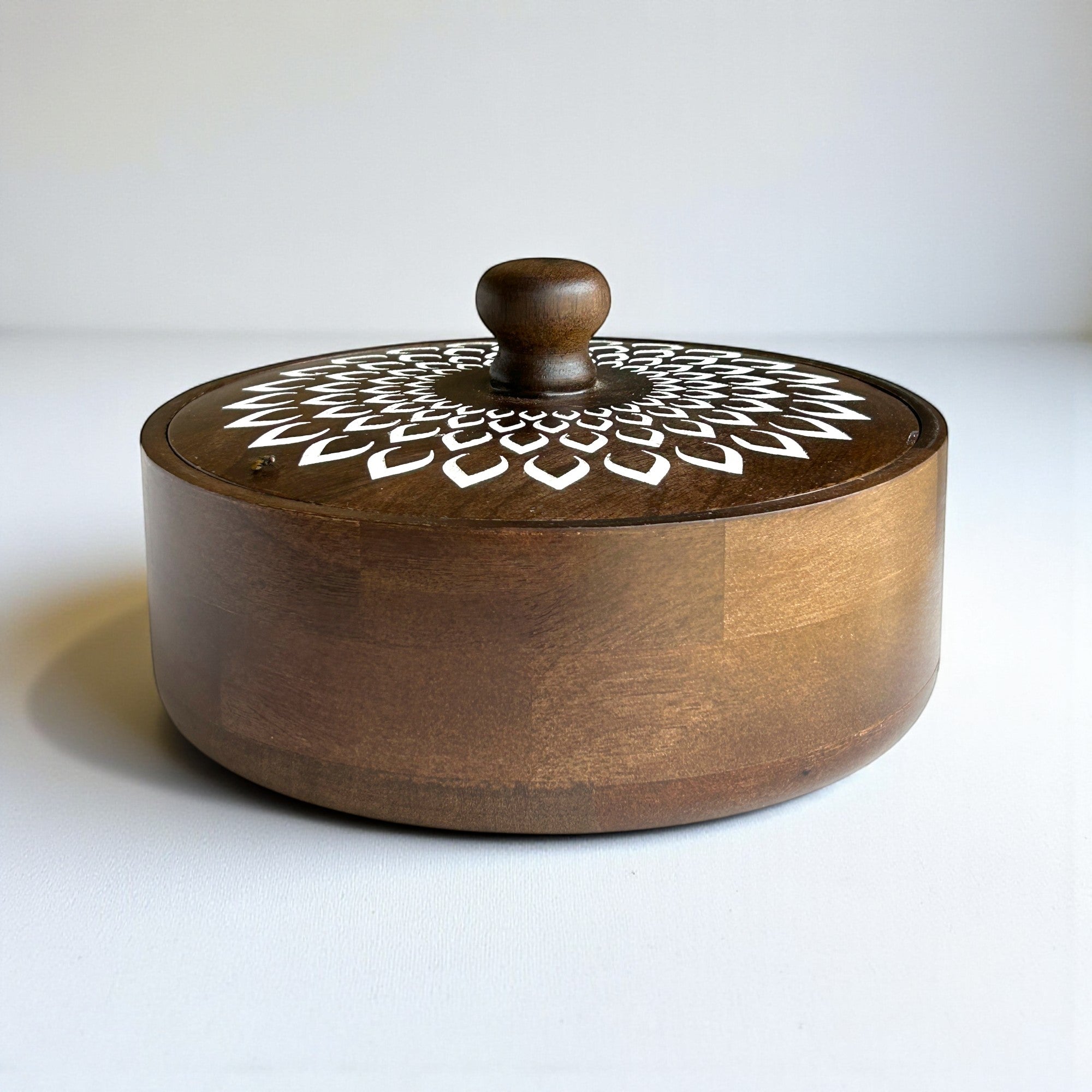 Handcrafted Wooden Chapati Box – Traditional Casserole for Roti & Bread Storage