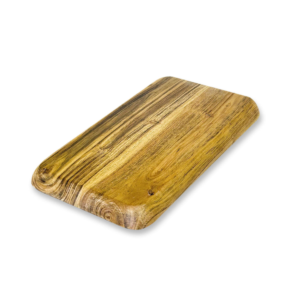 Handcrafted Rectangular Wooden Tray – Leaf Engraved Acacia Serveware