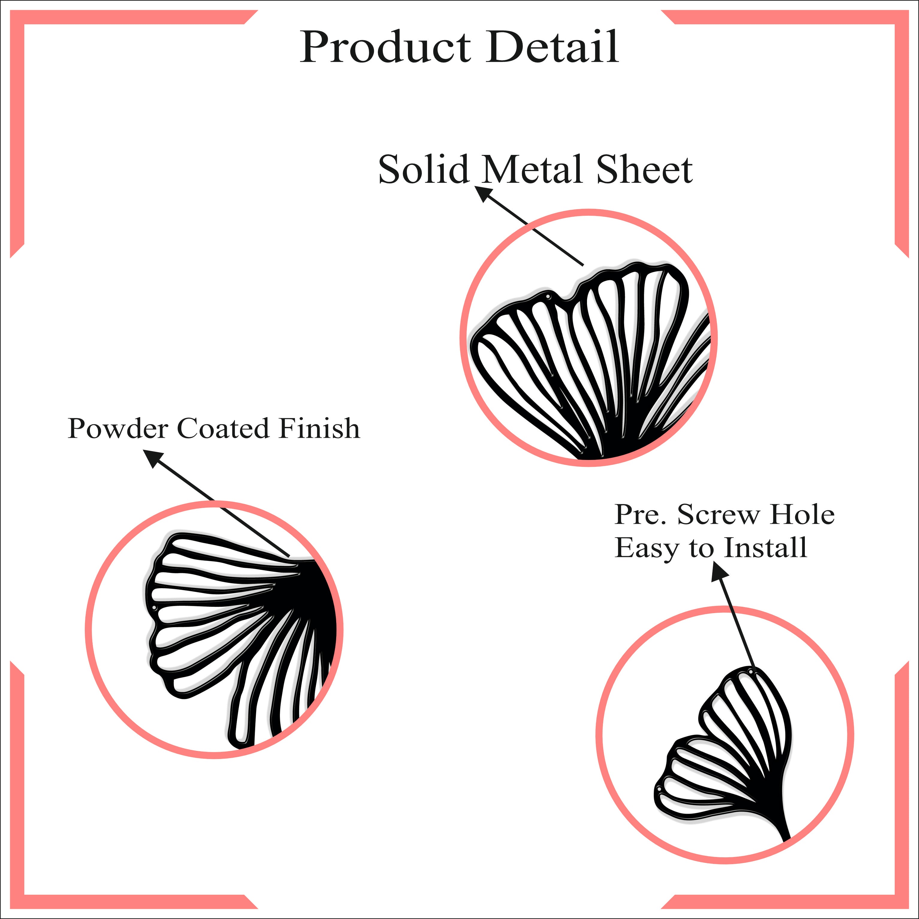 Black Metal Ginkgo Leaf Wall Art – Set of 3 | Modern Minimal Décor