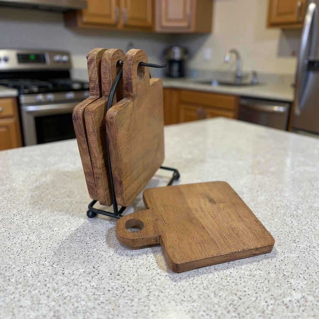 Wood Tea Coasters Set