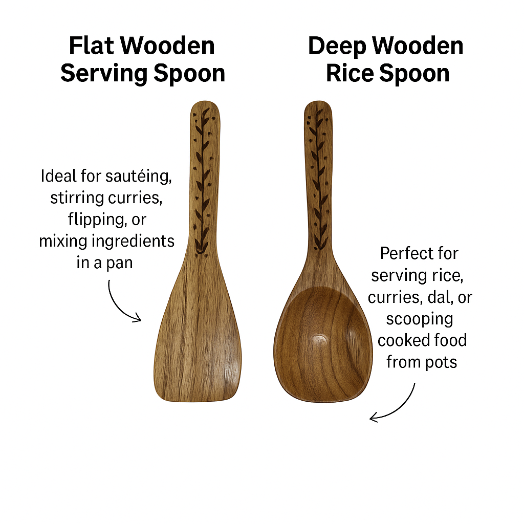 Premium Wood Spoon Set with Black Iron Wall Mount – Set of 2