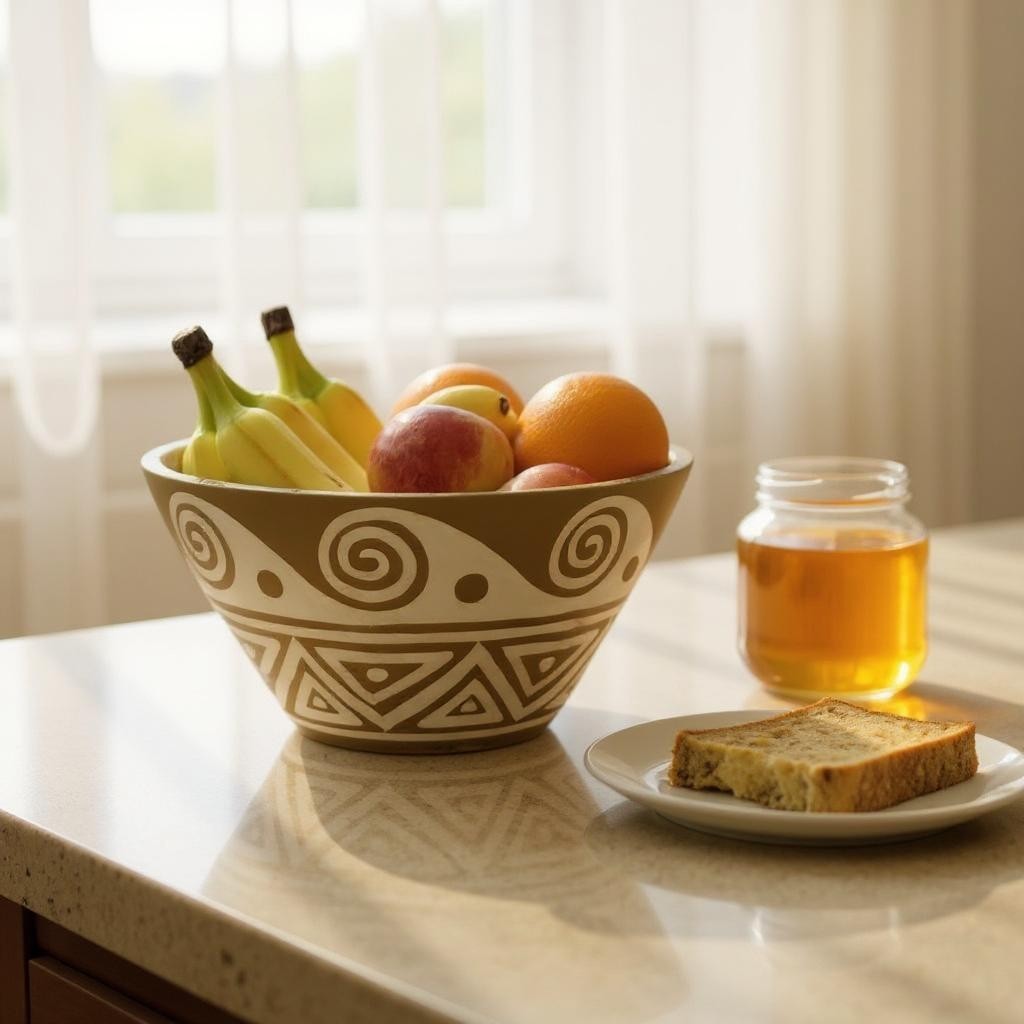 Decorative Mud-Layered Hand-Painted Mango Wood Fruit Bowl – 10x4 inch
