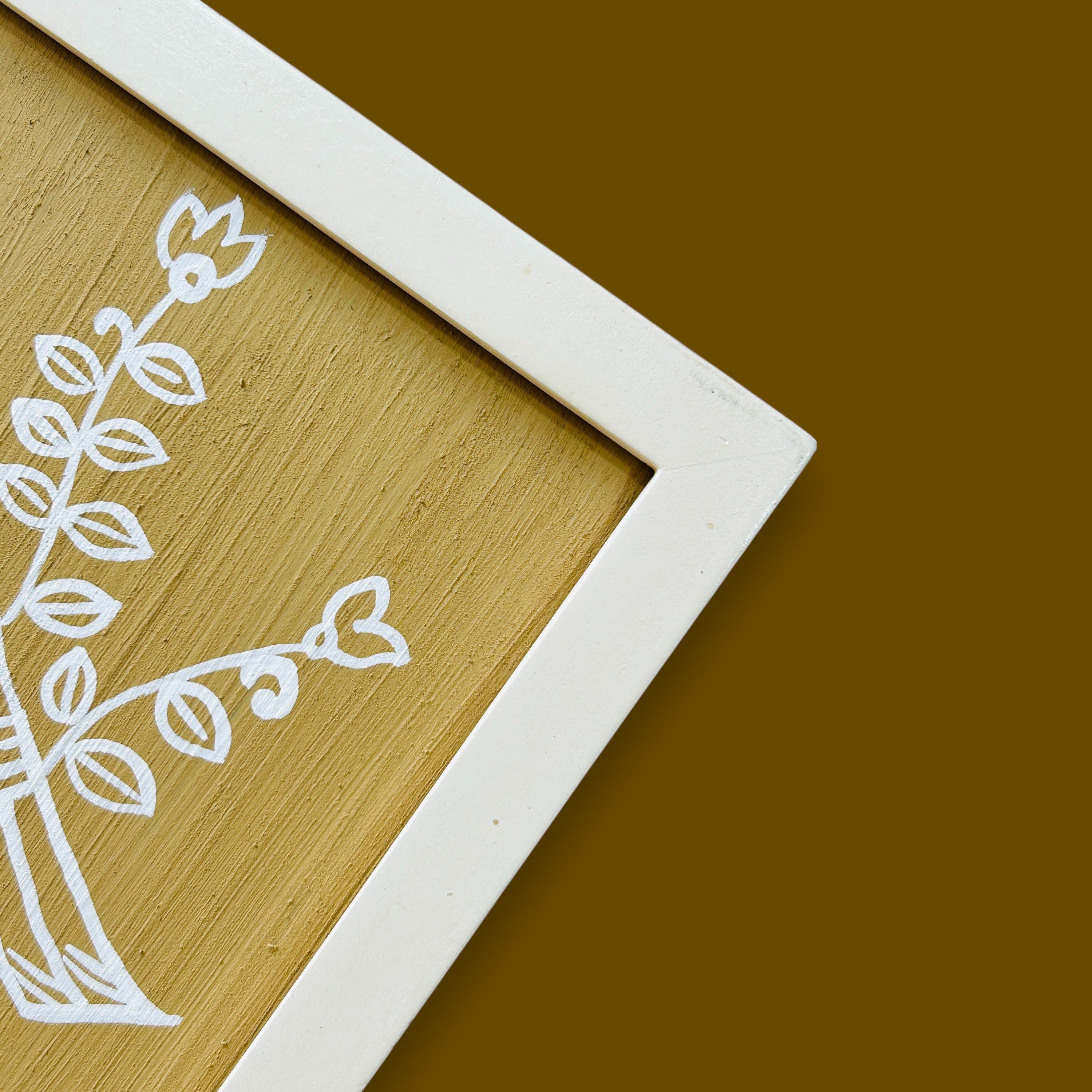 Hand-Painted Mud Wall Frame – Tribal Bird Art | 12x10 Inch | Eco-Friendly Wooden Décor